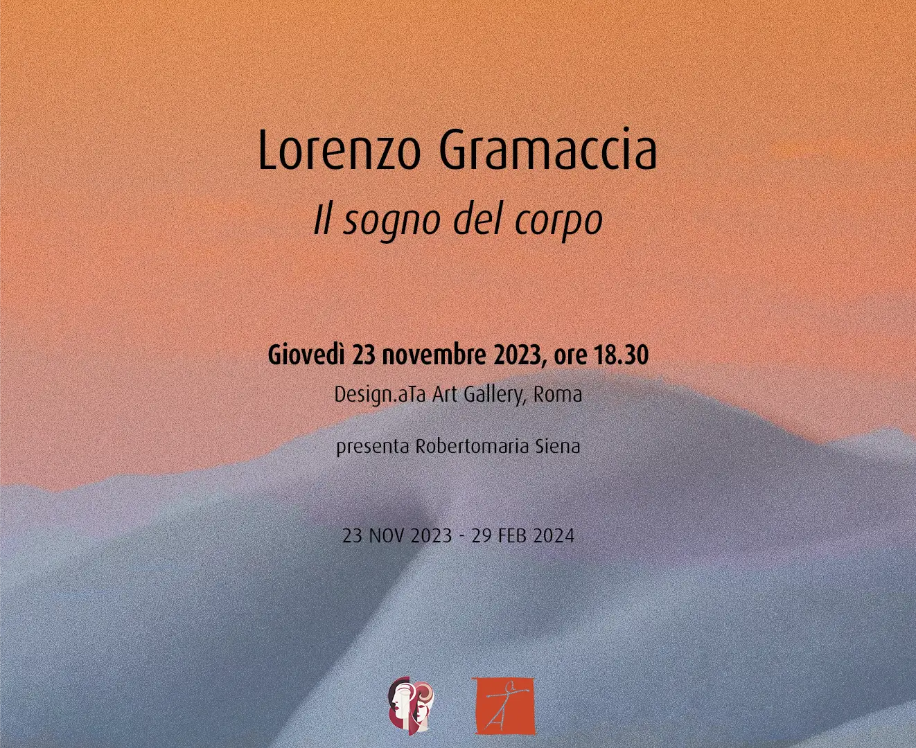 Locandina ufficiale di Il sogno del corpo, mostra personale di Lorenzo Gramaccia presso la Design.aTa Art Gallery, Roma